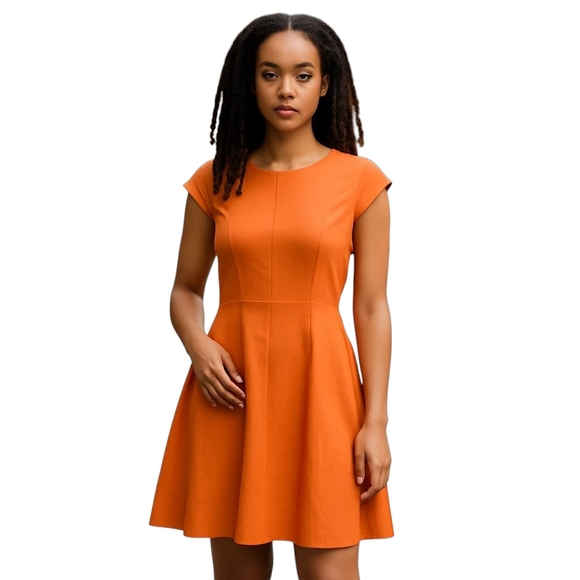 Akris Punto Orange Sleeveless Fit & Flare Dress Size 8 - Picture 1 of 6